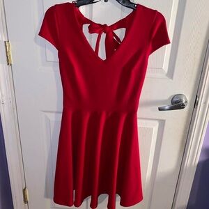 B Darlin Vibrant Red Dress with Bow Accent